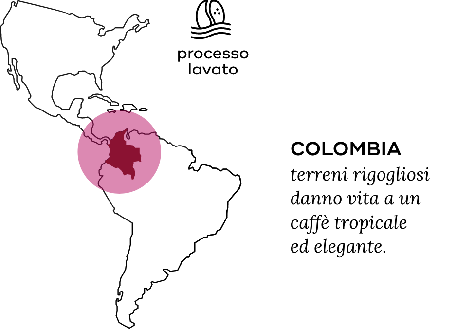 Mappa evidenzia la Colombia in America Latina
