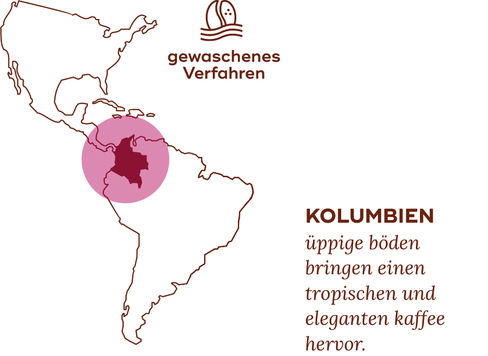 Kolumbien: tropischer Kaffee aus üppigen Böden.