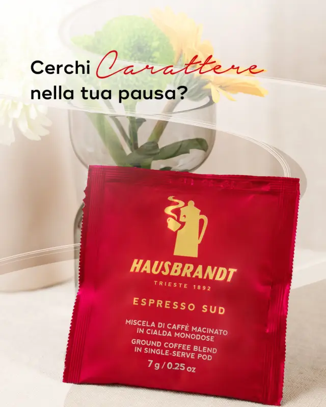 Hai bisogno di grinta? 
Espresso Sud è la risposta: una cialda dalla personalità intensa, con sentori di cereale tostato e spezie. 
Corpo pieno, gusto deciso, carattere autentico. 

7 grammi caffè perfetto per chi cerca forza, struttura e una carica di gusto ad ogni sorso. 

☕ #EspressoSud #Hausbrandt #Cialde #CoffeeRitual #GustoIntenso #CarattereAutentico #ItalianCoffee
